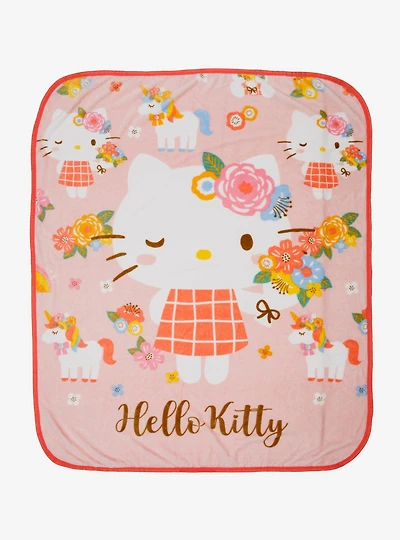 Sanrio Hello Kitty Floral Portraits Fleece Throw - BoxLunch Exclusive
