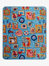 SpongeBob SquarePants Character Frame Portraits Allover Print Fleece Throw - BoxLunch Exclusive