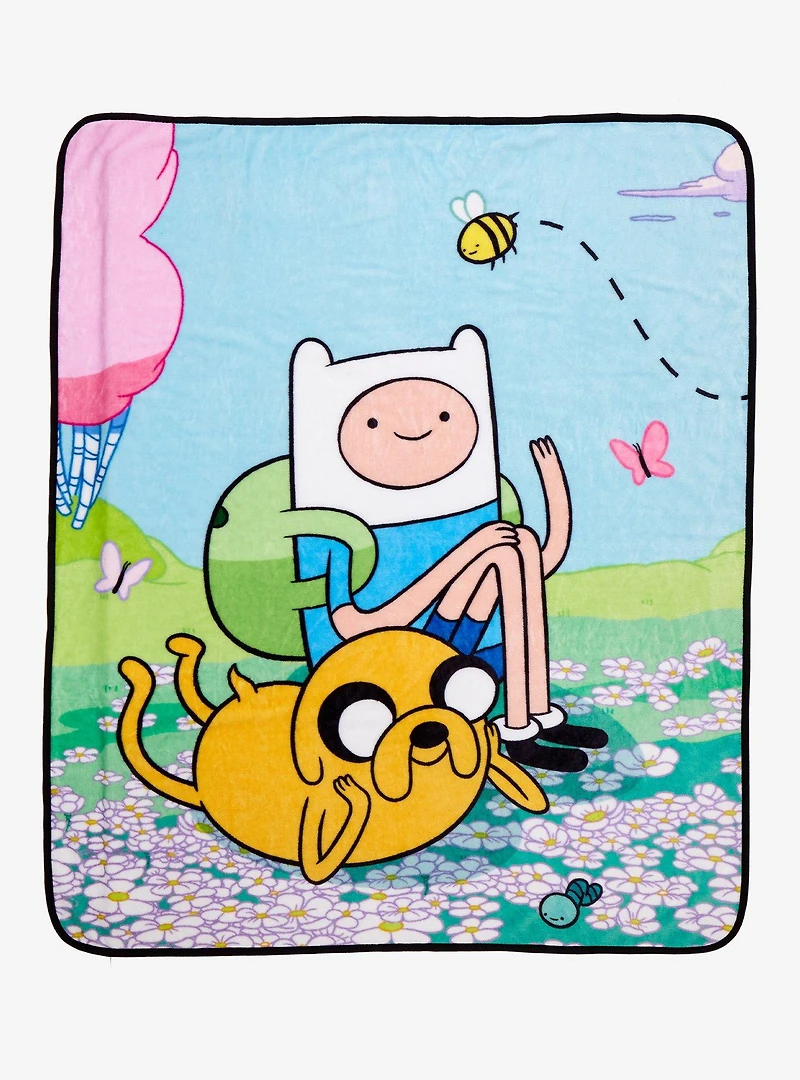 Adventure Time Finn & Jake Flower Field Throw Blanket