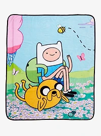 Adventure Time Finn & Jake Flower Field Throw Blanket