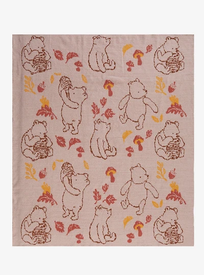 Disney Winnie the Pooh Leaves & Pooh Bear Allover Print Feather Knit Throw - BoxLunch Exclusive