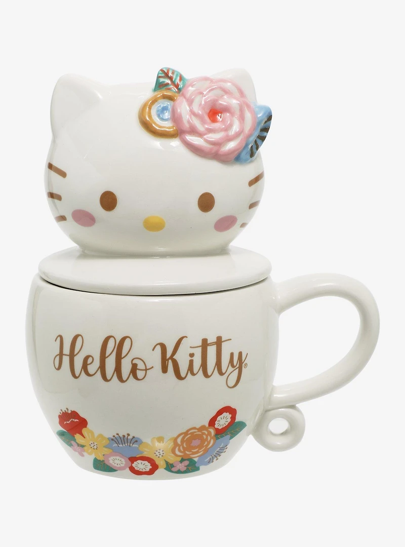 Sanrio Hello Kitty Floral Mug with Lid — BoxLunch Exclusive