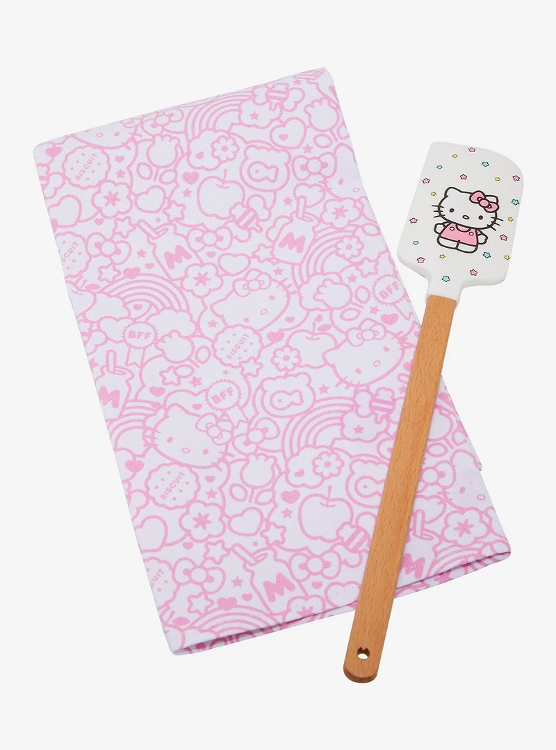 Sanrio Hello Kitty Star Allover Print Kitchen Towel and Spatula Set