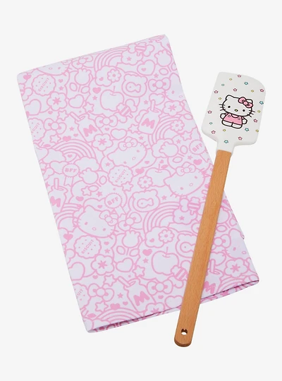 Sanrio Hello Kitty Star Allover Print Kitchen Towel and Spatula Set