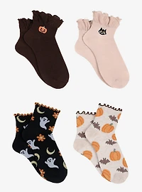 Halloween Ruffled 4-Pair Anklet Socks