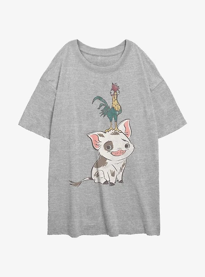 Disney Moana Pua With Hei Womens Oversized T-Shirt