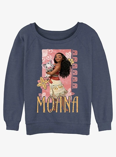 Disney Moana With Pua Cute Pose Womens Slouchy Sweatshirt