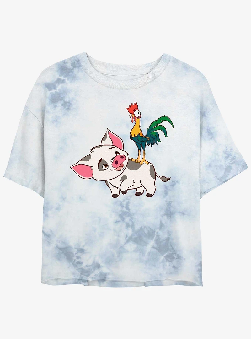 Disney Moana Hei & Pua Womens Tie-Dye Crop T-Shirt