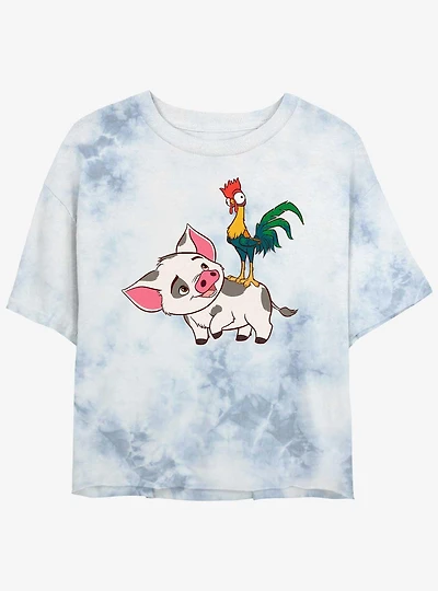 Disney Moana Hei & Pua Womens Tie-Dye Crop T-Shirt