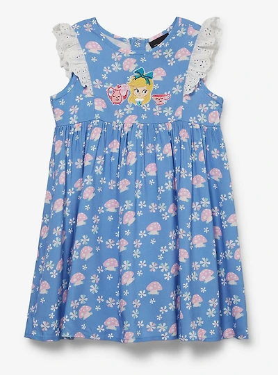 Disney Alice's Wonderland Bakery Mushroom Allover Print Ruffle Toddler Dress