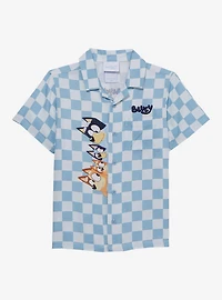 Bluey Heeler Family Checkered Toddler Button Up