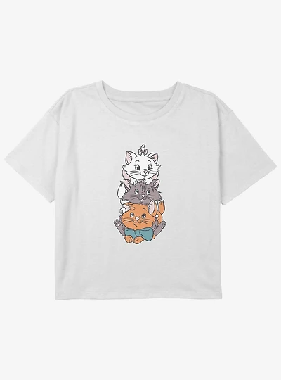 Disney The Aristocats Group Stack Kittens Cute Youth Girls Boxy Crop T-Shirt