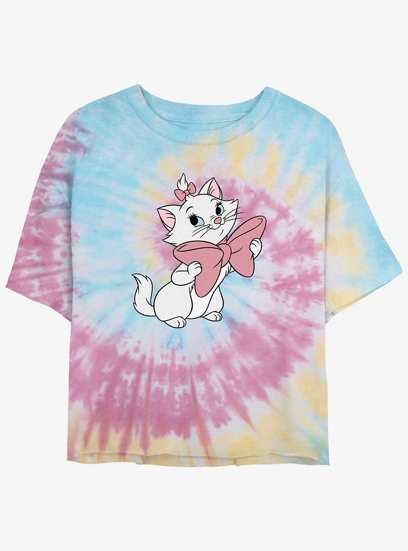 Disney The Aristocats Marie Cute Bow Smile Tie Dye Crop Girls T-Shirt