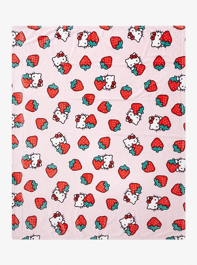 Sanrio Hello Kitty Strawberry Allover Print Fleece Throw - BoxLunch Exclusive