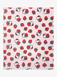 Sanrio Hello Kitty Strawberry Allover Print Fleece Throw - BoxLunch Exclusive