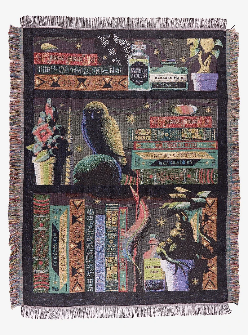 Harry Potter Wizarding Wonders Bookshelf Tapestry Throw — BoxLunch Exclusive
