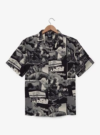 Godzilla Comic Panels Allover Print Woven Button-Up