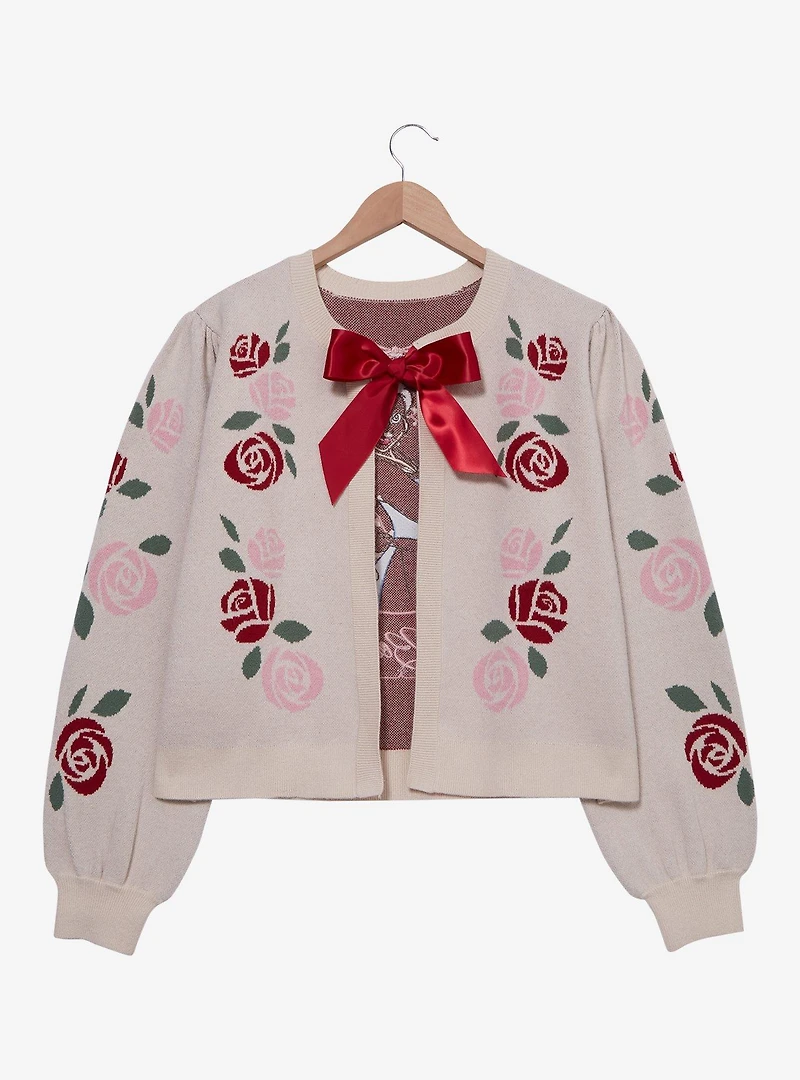 Disney Beauty and the Beast Rose Bow Tie Women's Plus Cardigan — BoxLunch Exclusive