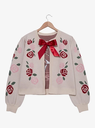 Disney Beauty and the Beast Rose Bow Tie Women's Plus Cardigan — BoxLunch Exclusive
