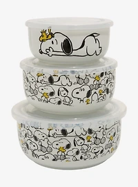Peanuts Snoopy & Woodstock Food Storage Bowl & Lid Set