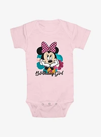 Disney Minnie Mouse Birthday Girl Floral Smile Infant Bodysuit
