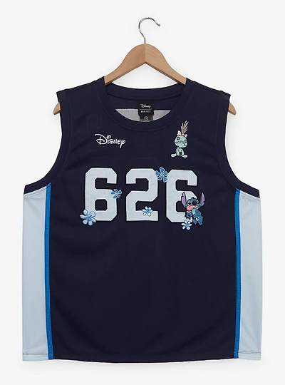 Disney Lilo & Stitch Floral Cropped Women's Plus Basketball Jersey - BoxLunch Exclusive