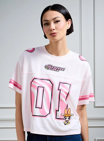 The Powerpuff Girls Blossom Cropped Women's Football Jersey — BoxLunch Exclusive