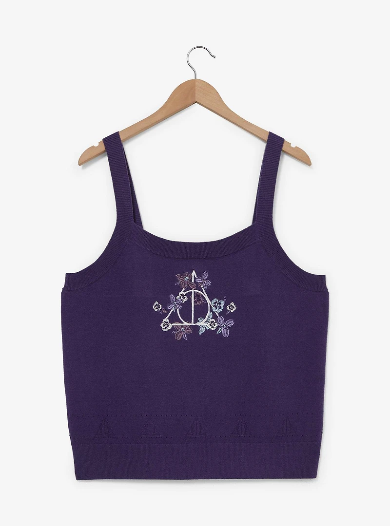 Harry Potter Deathly Hallows Floral Women's Plus Knit Tank - BoxLunch Exclusive