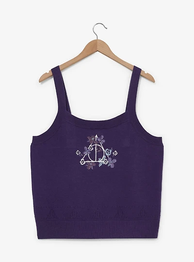 Harry Potter Deathly Hallows Floral Women's Plus Knit Tank - BoxLunch Exclusive