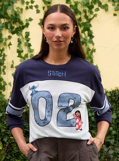 Disney Lilo & Stitch Women's Long Sleeve Football Jersey - BoxLunch Exclusive