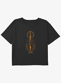 Disney Percy Jackson And The Olympians Pen Above Sword Youth Girls Boxy Crop T-Shirt