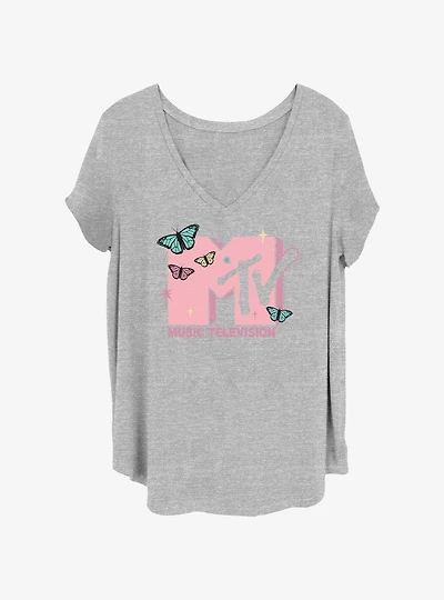 MTV Sparkles Butterflies Womens T-Shirt Plus