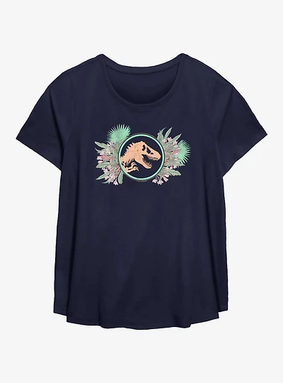 Jurassic Park Floral Burst Womens T-Shirt Plus