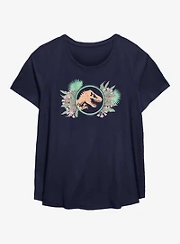 Jurassic Park Floral Burst Womens T-Shirt Plus