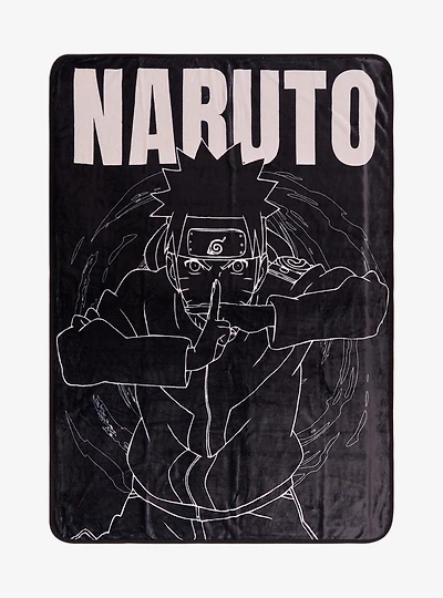 Naruto Shippuden Black and White Throw — BoxLunch Exclusive