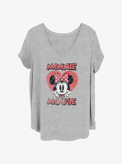Disney Minnie Mouse Heart Peek Womens T-Shirt Plus