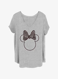 Disney Minnie Mouse Head Outline Womens T-Shirt Plus