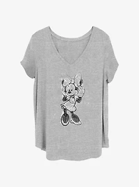 Disney Minnie Mouse Sketchy Womens T-Shirt Plus