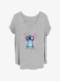 Disney Lilo & Stitch Born To Sparkle Womens T-Shirt Plus