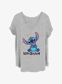 Disney Lilo & Stitch Sitting Pose Womens T-Shirt Plus