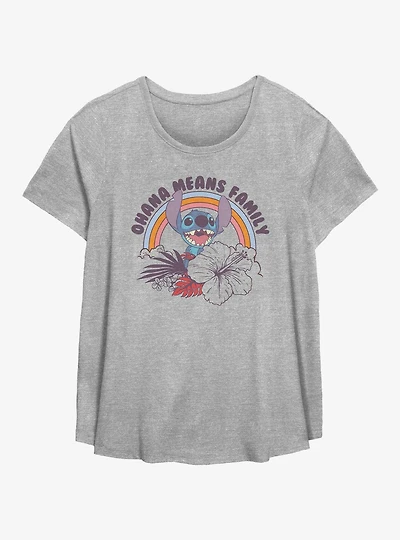 Disney Lilo & Stitch Ohana Rainbow Womens T-Shirt Plus