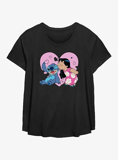Disney Lilo & Stitch Valentine Kisses Womens T-Shirt Plus