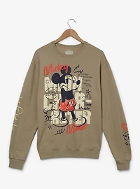 Disney Mickey Mouse Main Character Doodle Icons Women's Crewneck