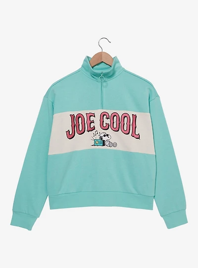 Peanuts Snoopy Joe Cool Surfing Women's Quarter Zip Crewneck - BoxLunch Exclusive