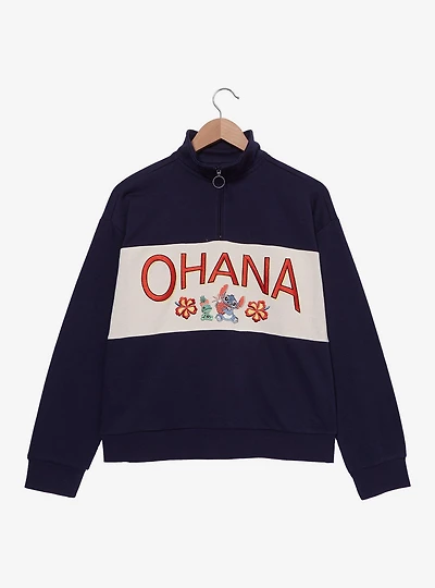 Disney Lilo & Stitch Ohana Surf's Up Women's Quarter Zip Sweatshirt — BoxLunch Exclusive