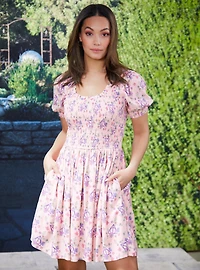 Harry Potter Deathly Hallows Floral Allover Print Smock Dress