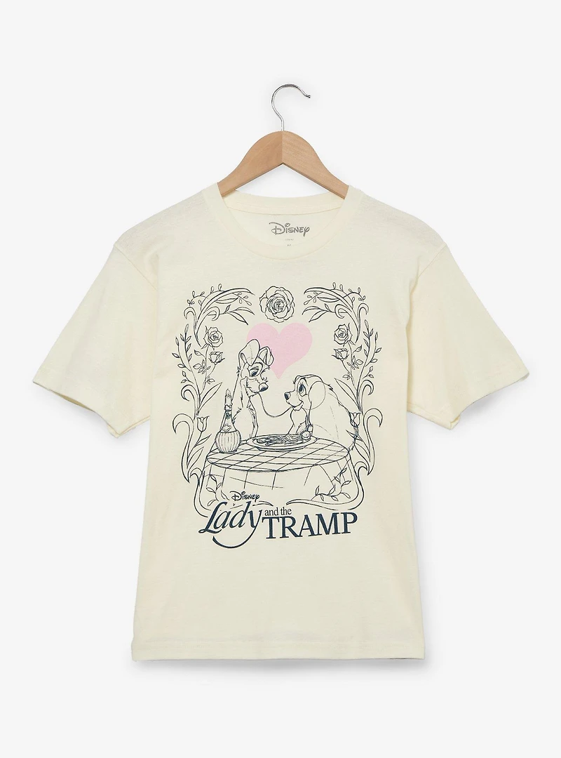 Disney Lady and the Tramp Spaghetti Dinner Cropped Women's T-Shirt