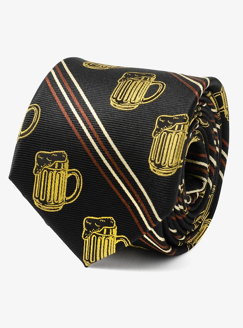 Beer Aficionado Black Striped Silk Blend Tie