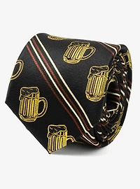 Beer Aficionado Black Striped Silk Blend Tie