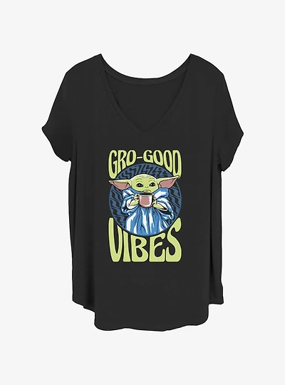 Star Wars The Mandalorian Grogu Trippy Womens T-Shirt Plus